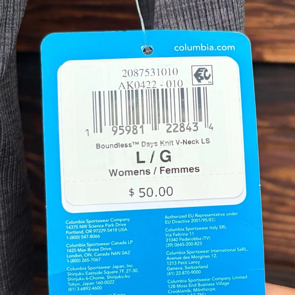 NWT! Columbia Gray Knit Surplice Ballet Wrap Activewear Long Sleeve Top Large - Picture 3 of 5